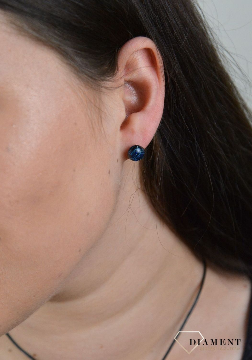 Srebrne kolczyki szkło weneckie 'Czerń z odcieniami niebieskiego' Murano 40.jpg